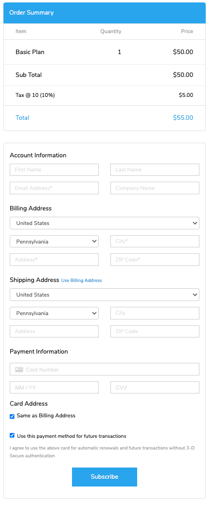 Multi-Page Hosted Payment Page Template
