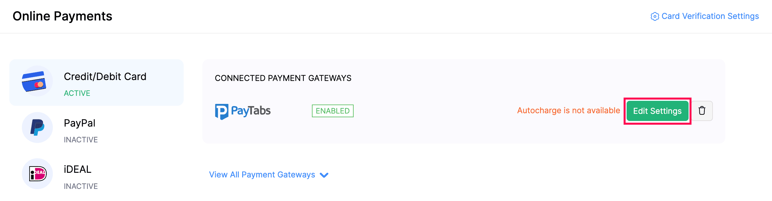 Edit PayTabs Credentials