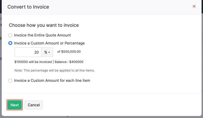 Enter Amount or Percentage