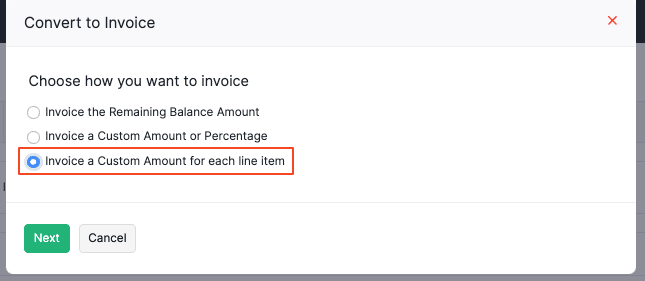 Invoice Custom Amount Line Item