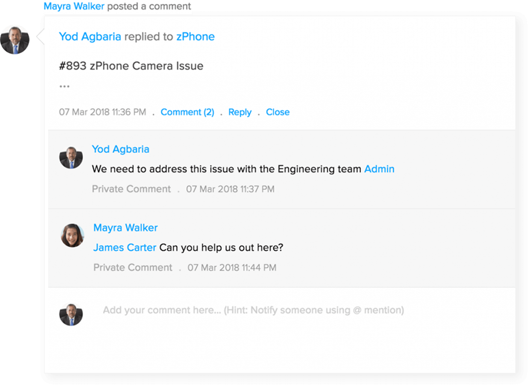 問い合わせ管理ソフトウェアによるチームとのコラボレーション