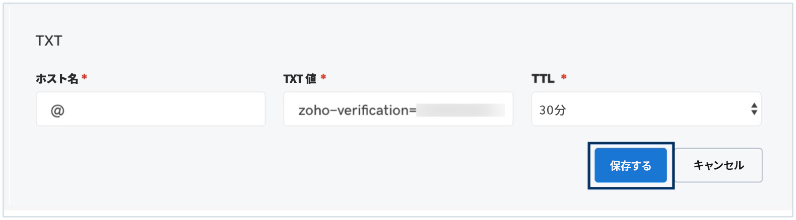 TXT値を貼り付け TXT値を貼り付け