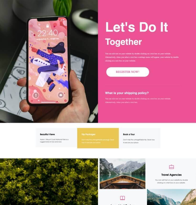 drag and drop landing page templates