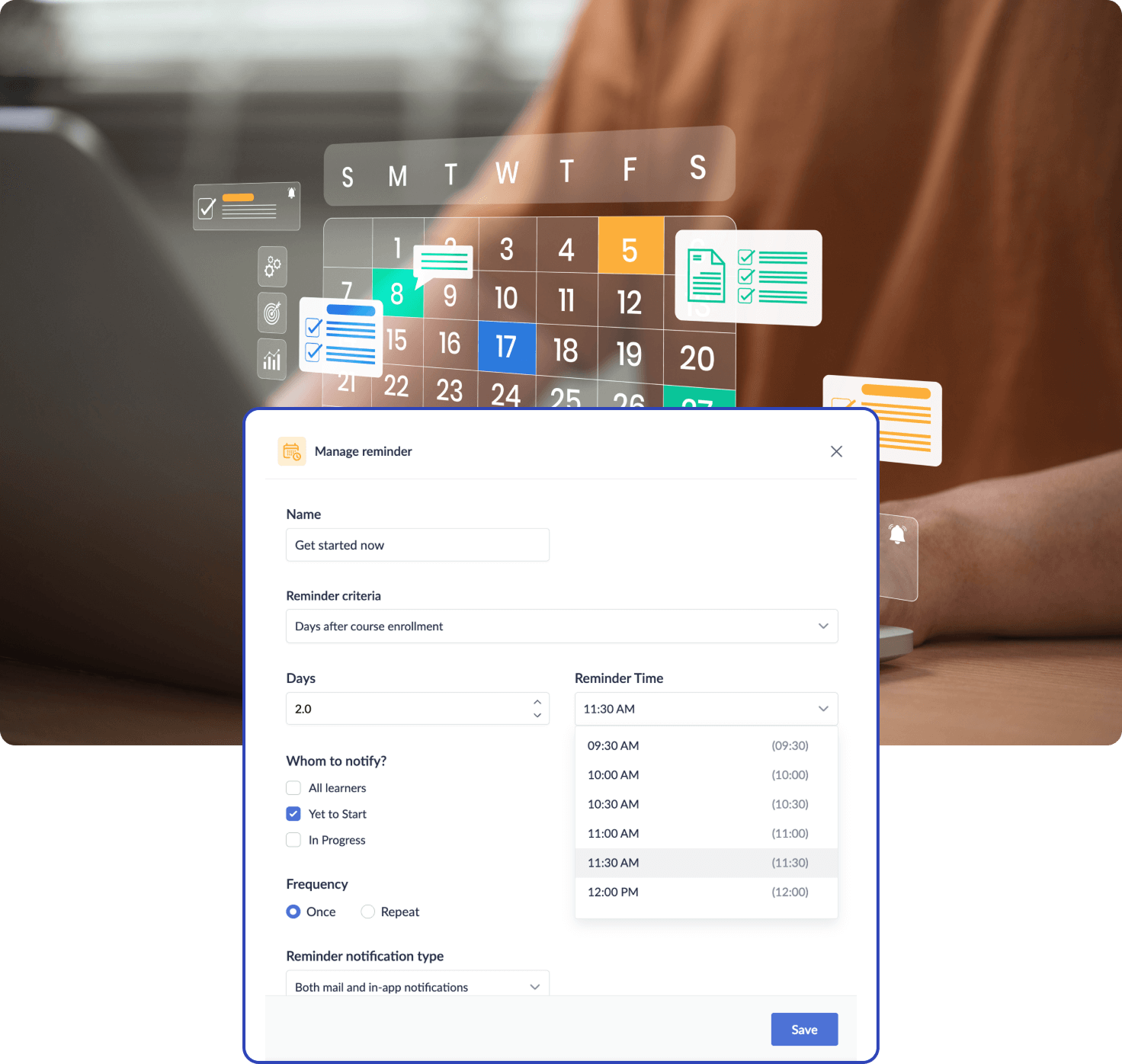Automated course reminder settings in Zoho Learn