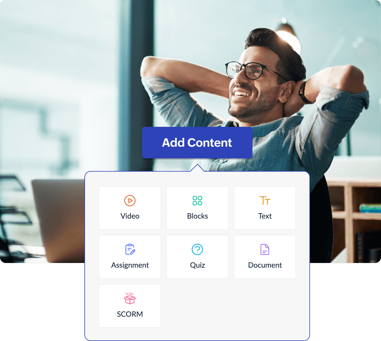 Different content format options in Zoho Learn course builder