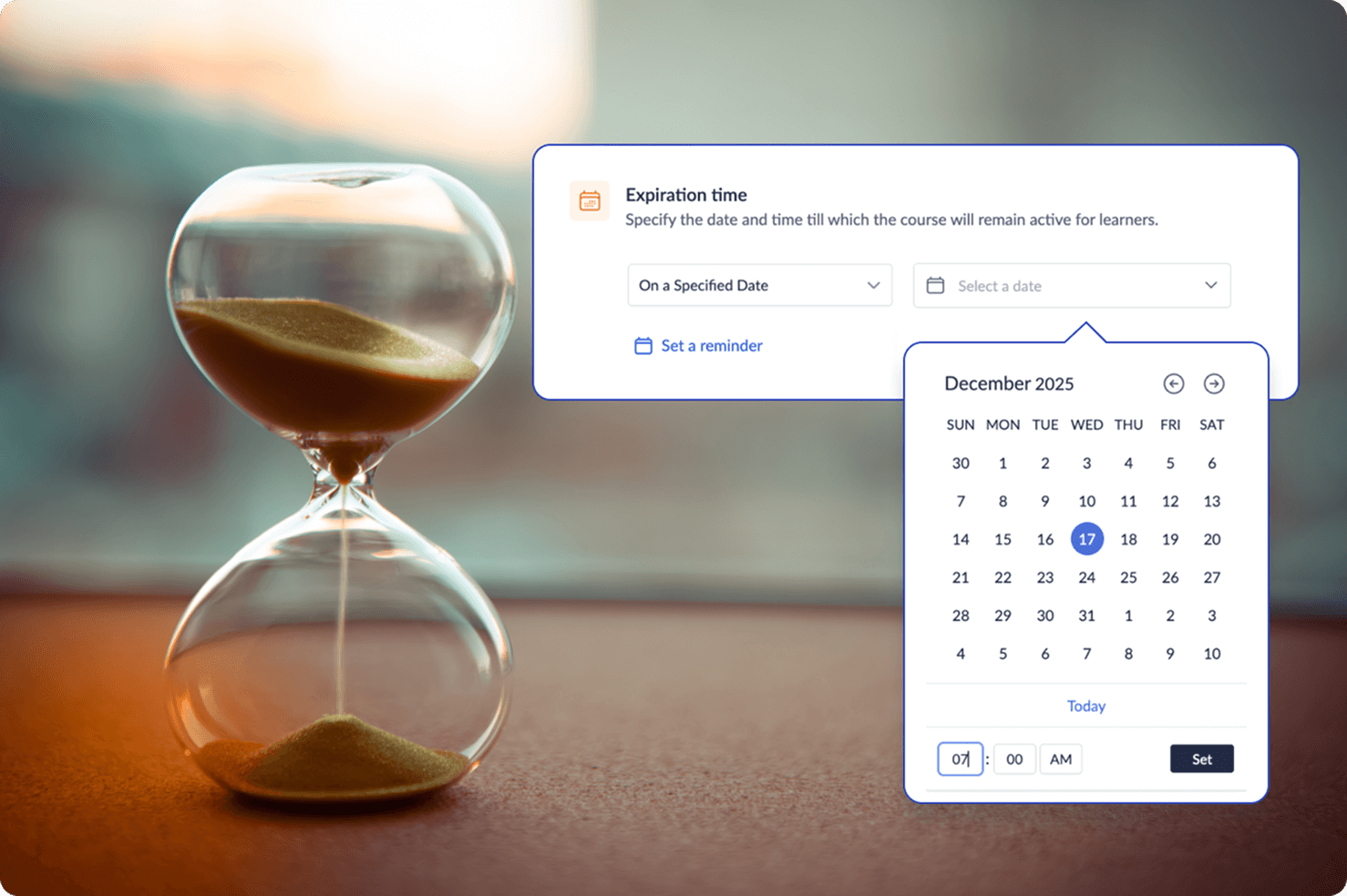 Course expiration time settings in Zoho Learn