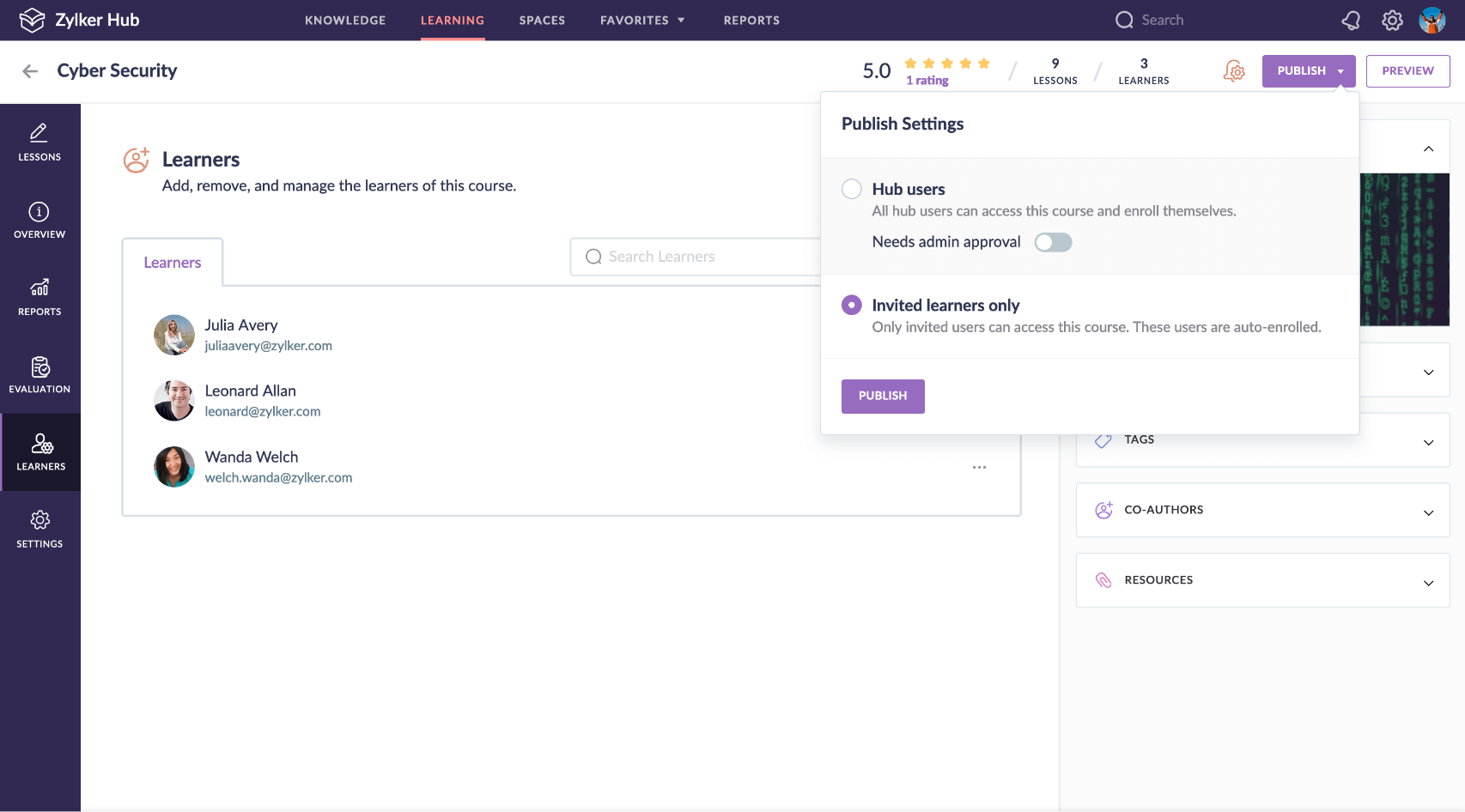 Publish courses to your learners