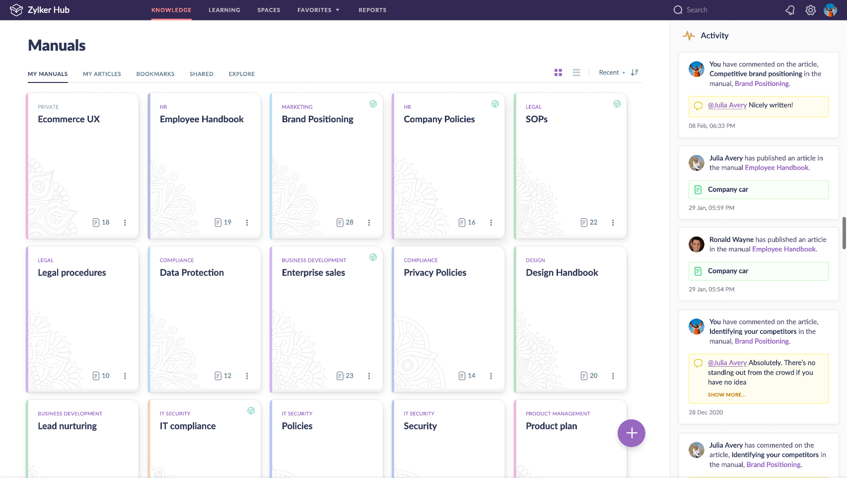 Organize knowledge with manuals