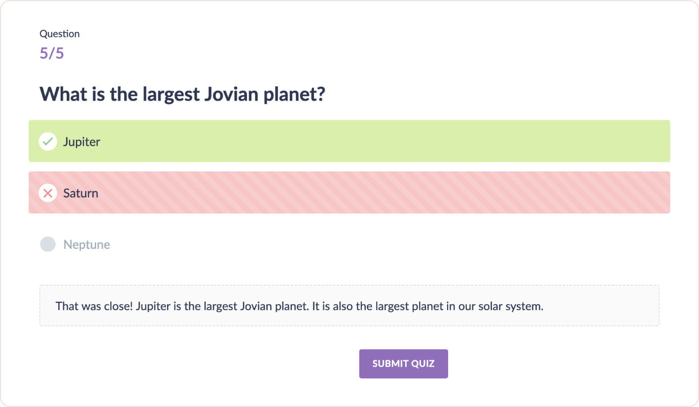 Custom Answer Feedback