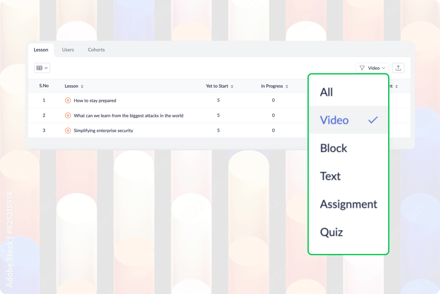 Filtering insights in Zoho Learn reports