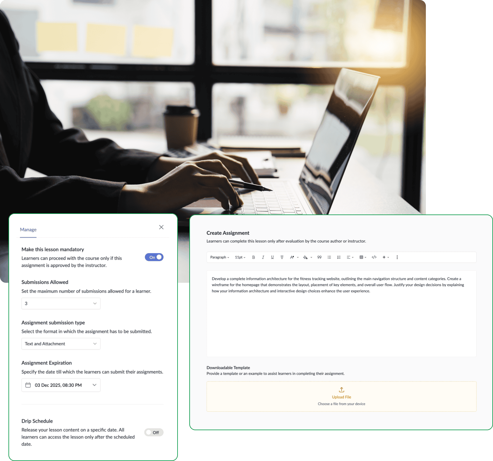 Assignment submission options in Zoho Learn courses