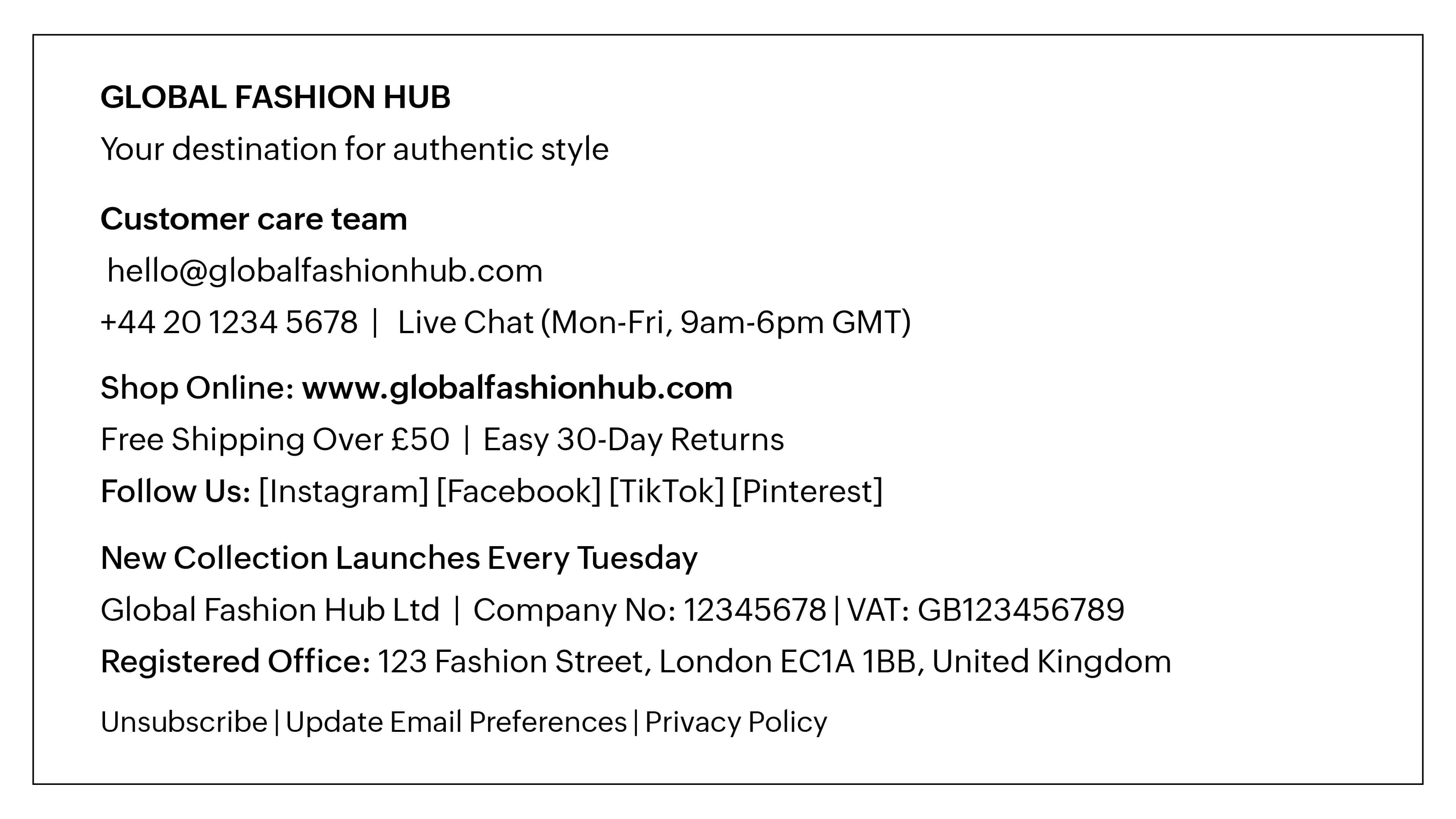 E-commerce business email footer example E-commerce business email footer