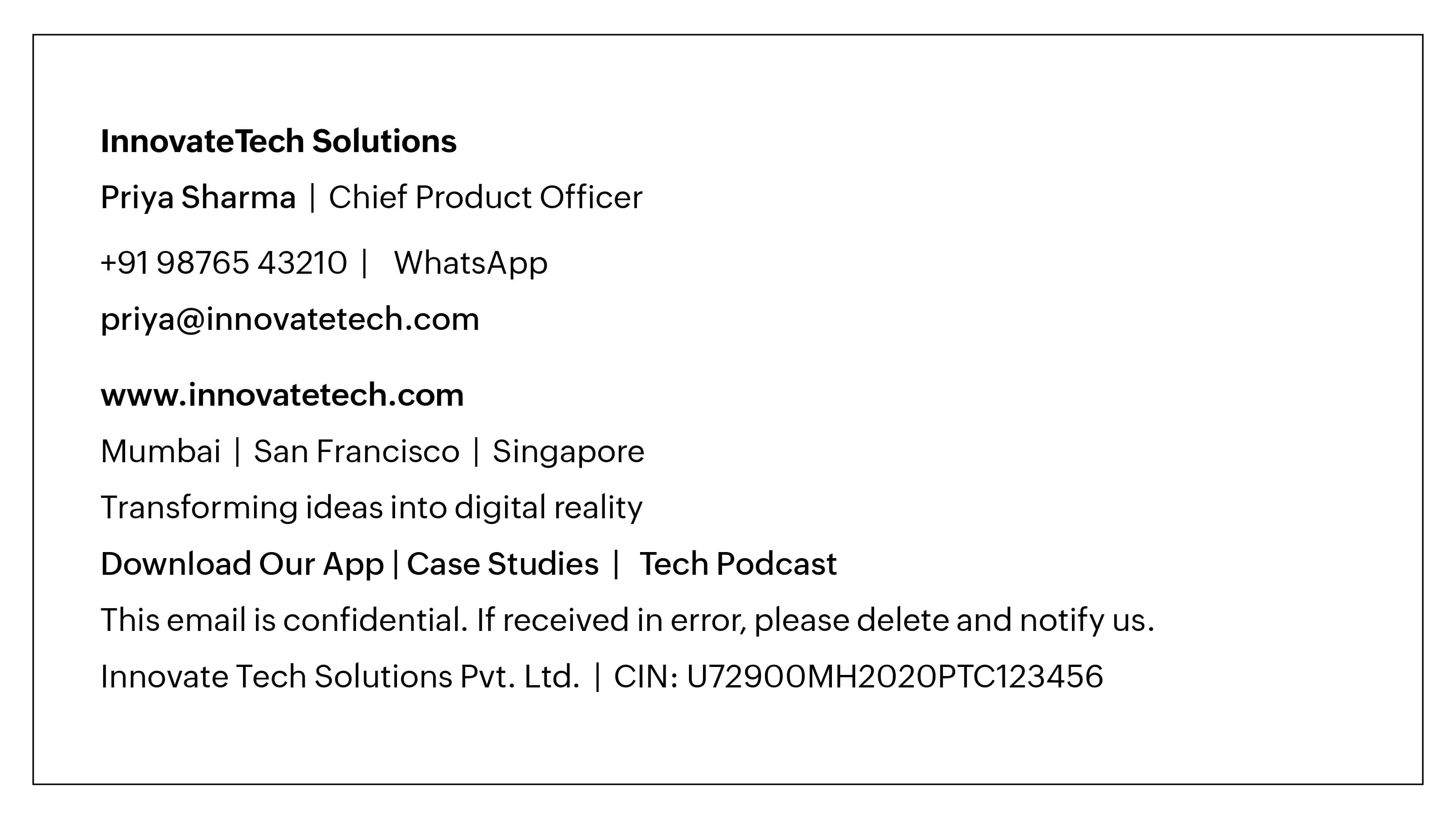 Tech startup email footer example Tech startup email footer