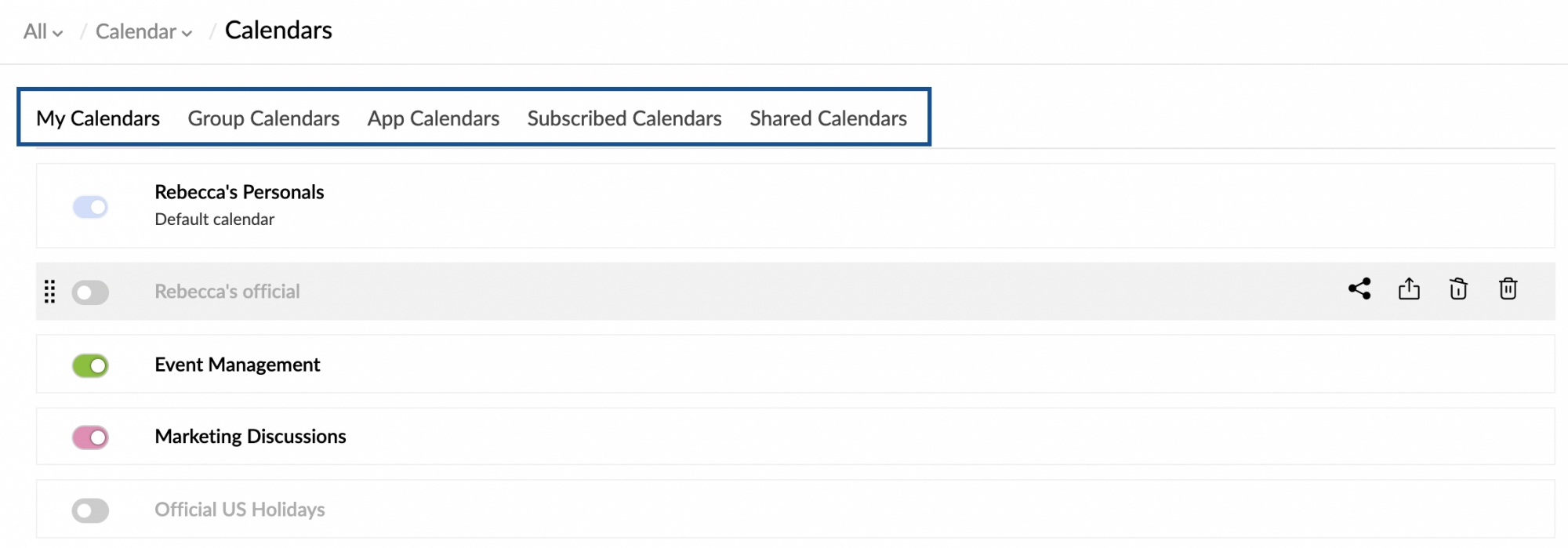 manage calendars