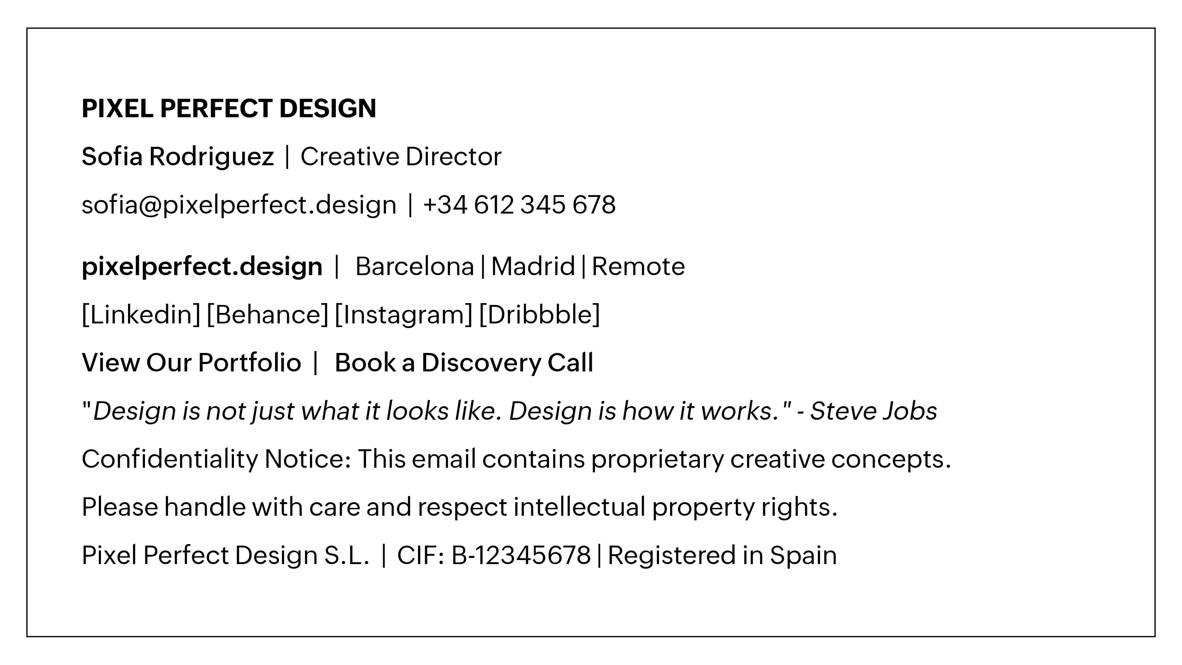 Creative agency custom email footer example Creative agency custom email footer