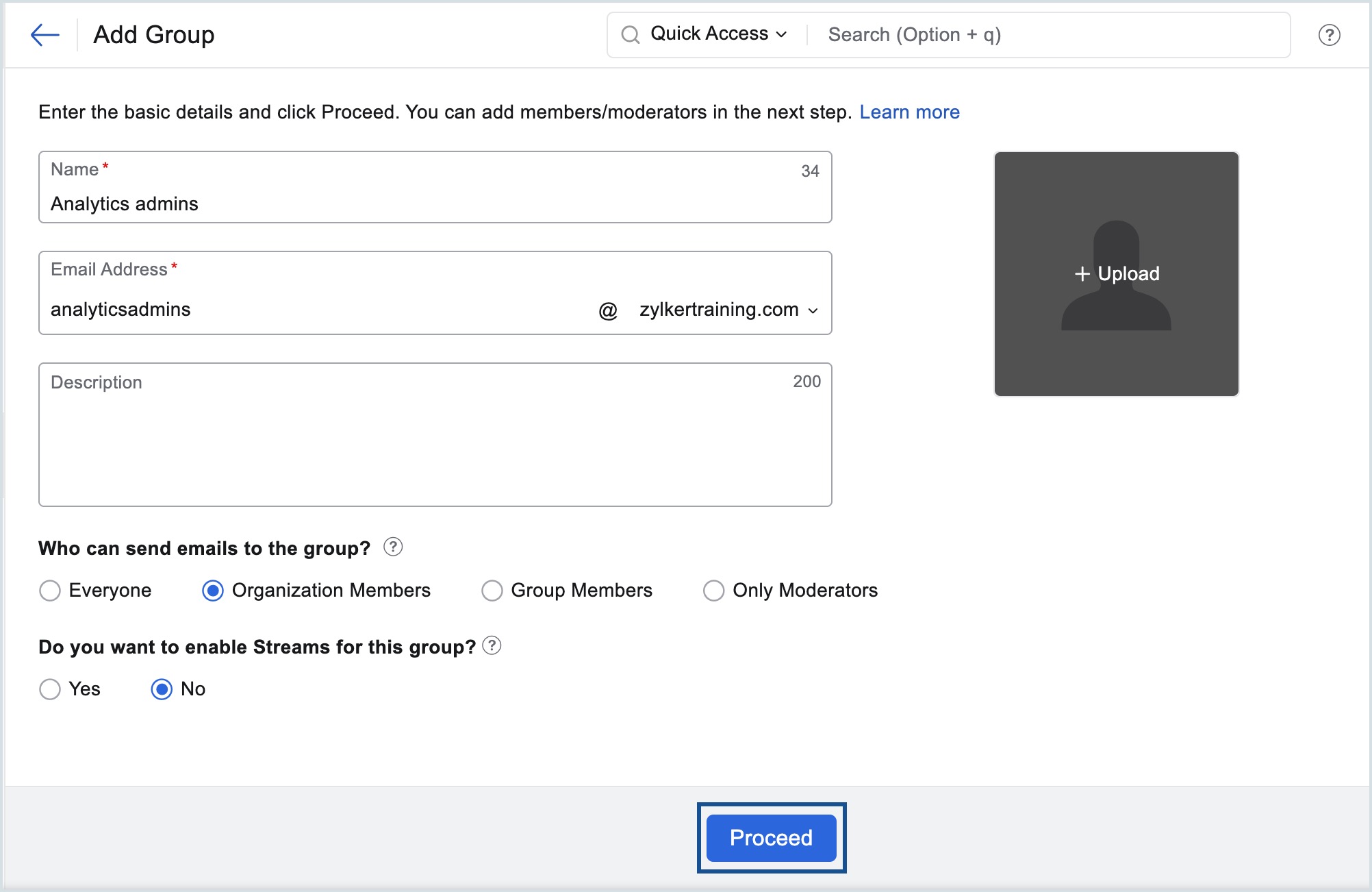 Add group details Add details for new group creation