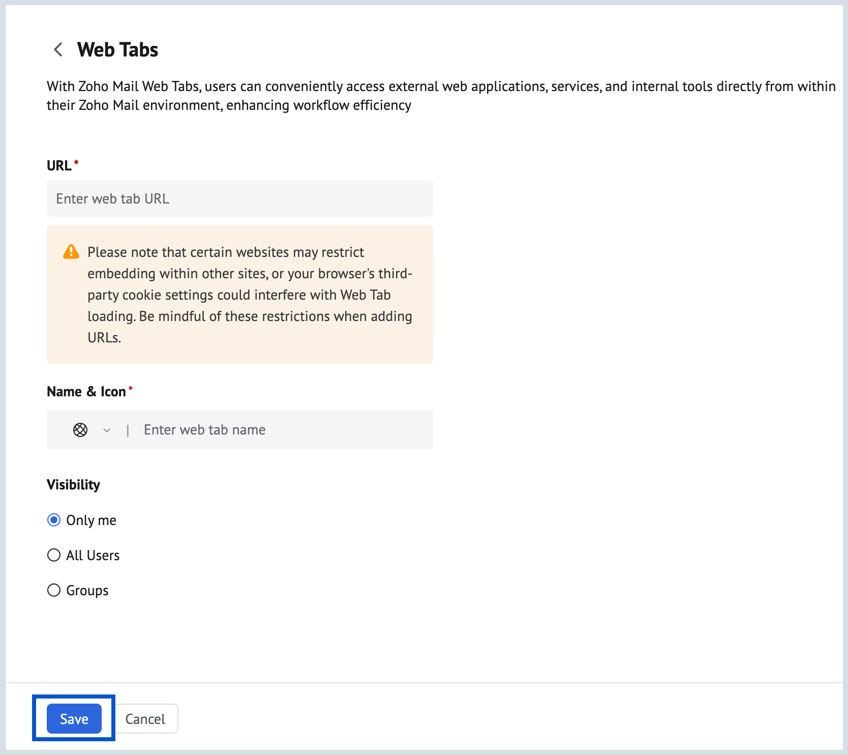 Create Web Tabs
