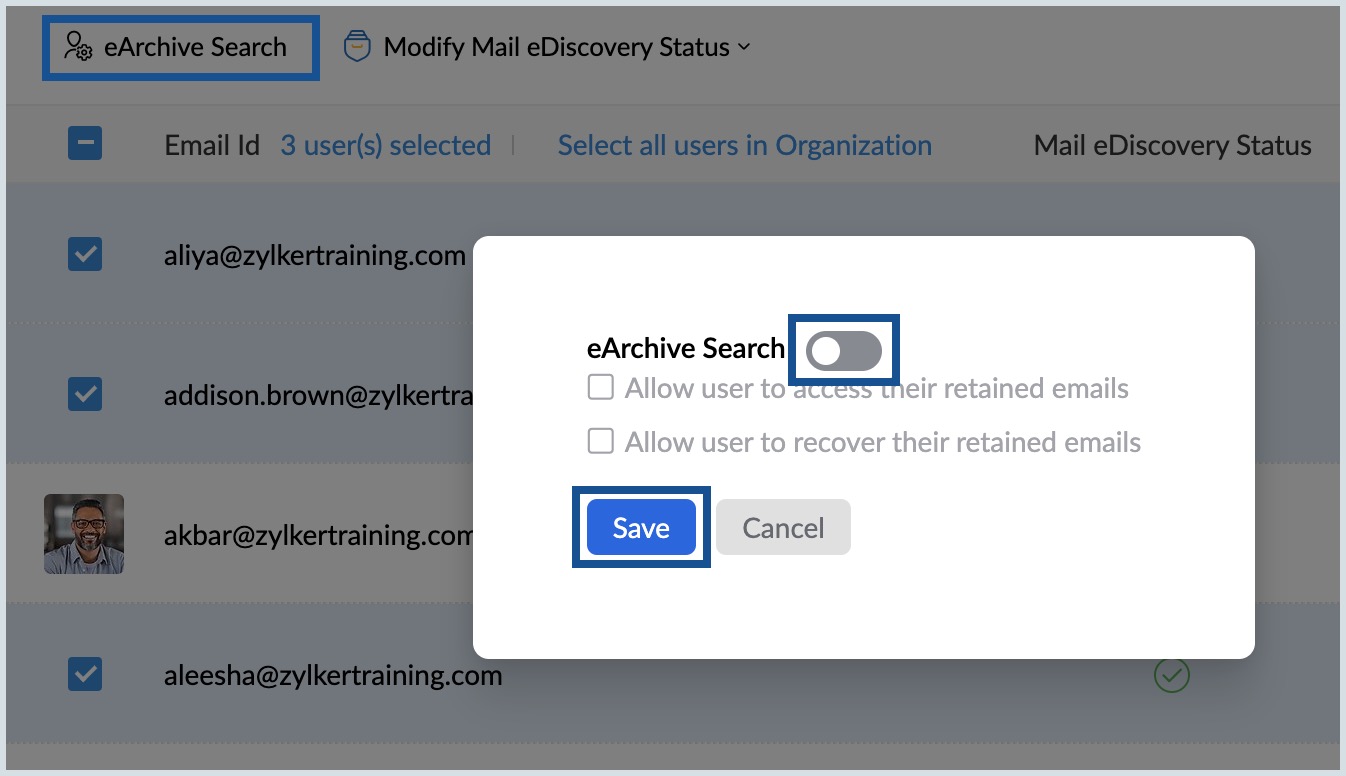 eArchive access for multiple users