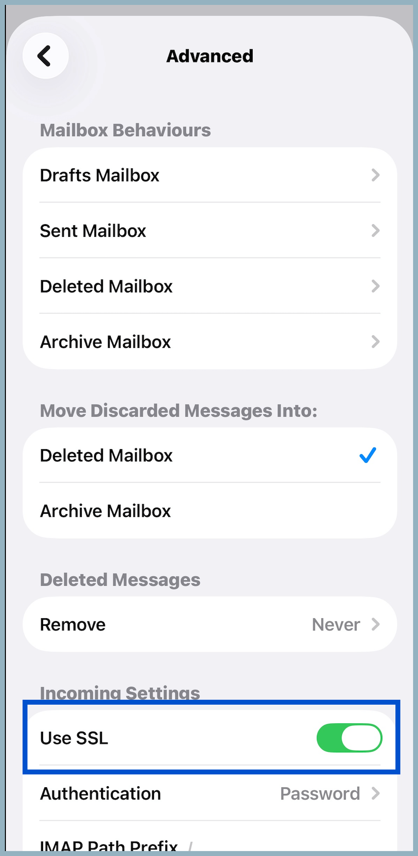 Advanced settings Advanced settings