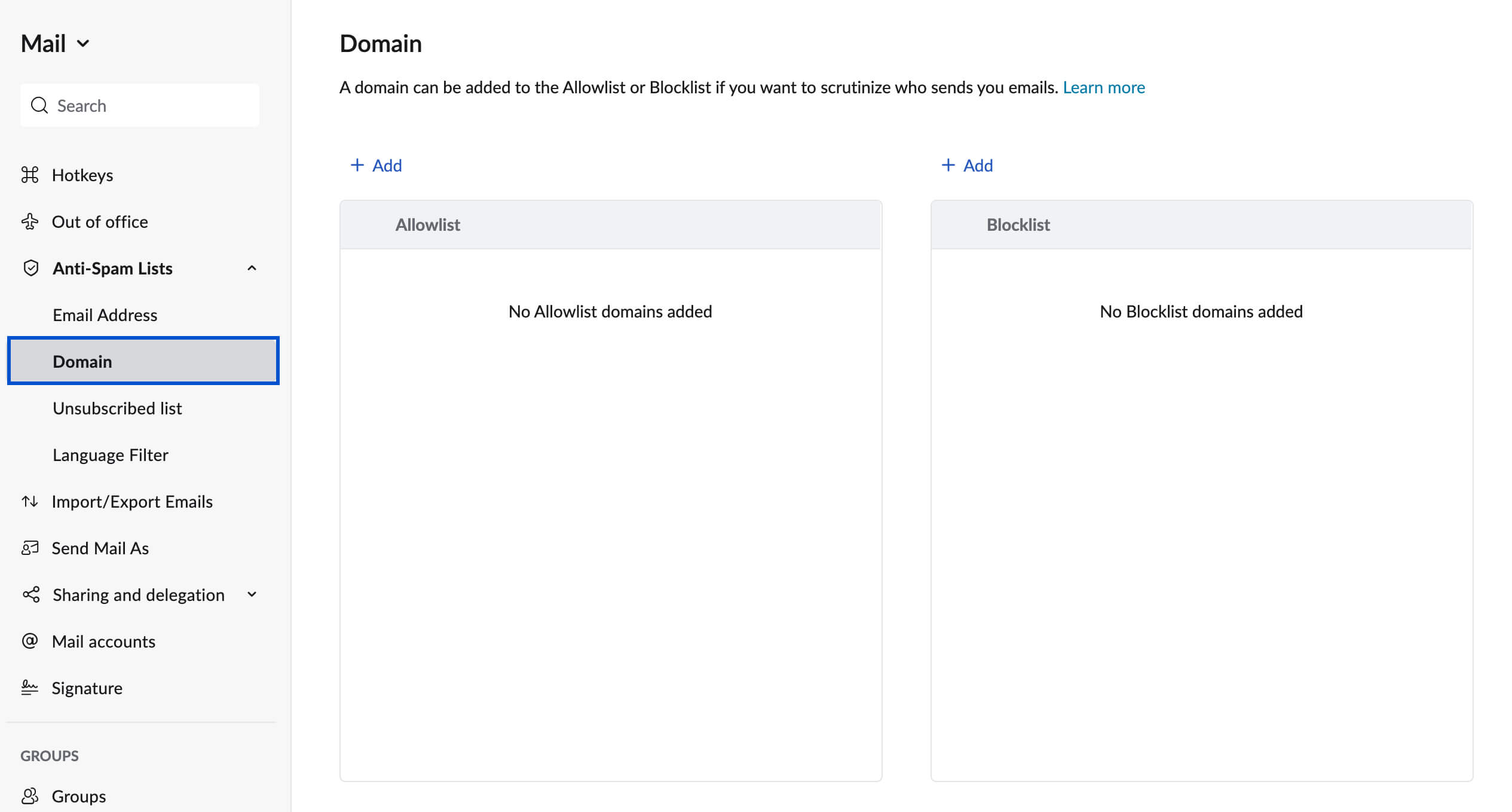 Allow or Block domains