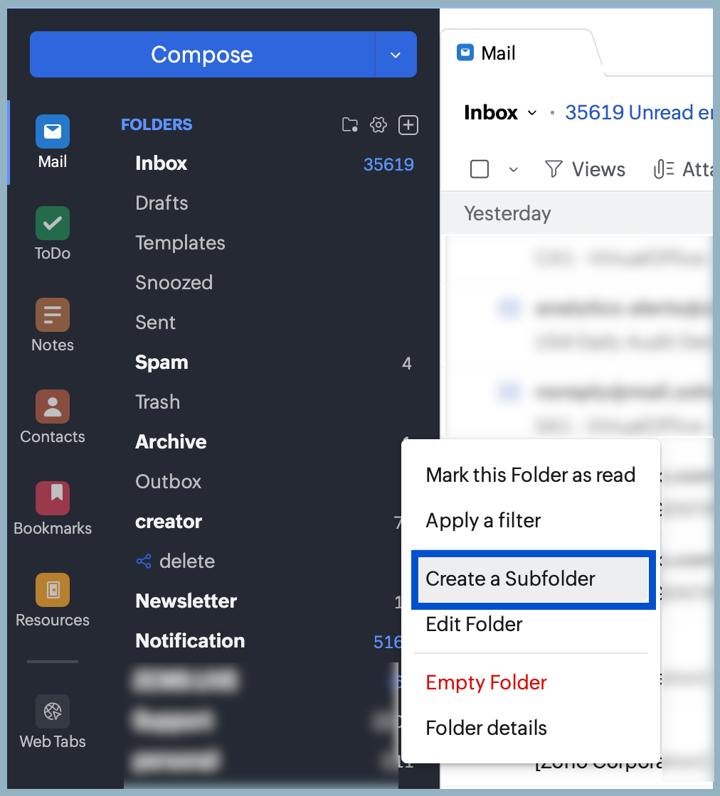 Create a Subfolder Create a Subfolder