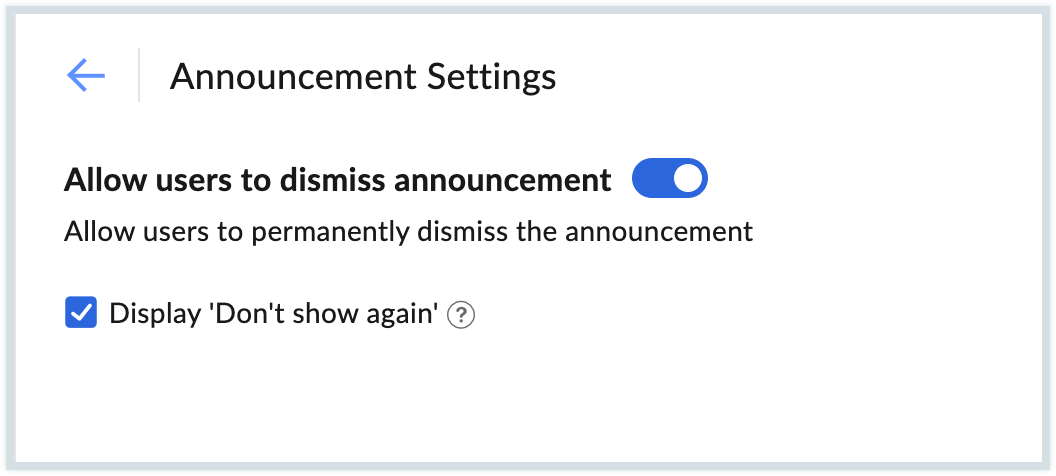 Announcements settings