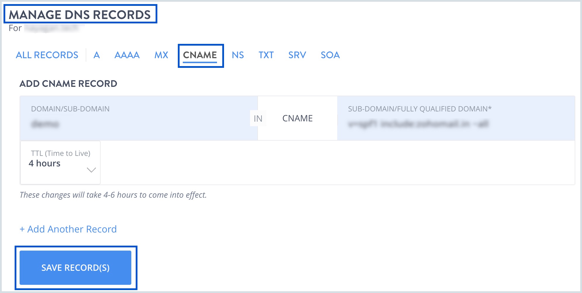 CNAME record addition