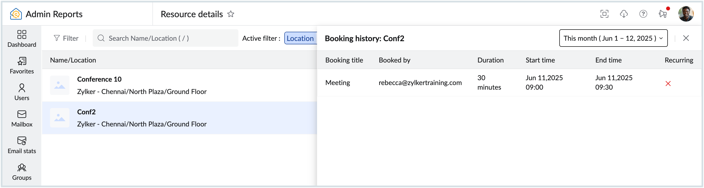 Booking history