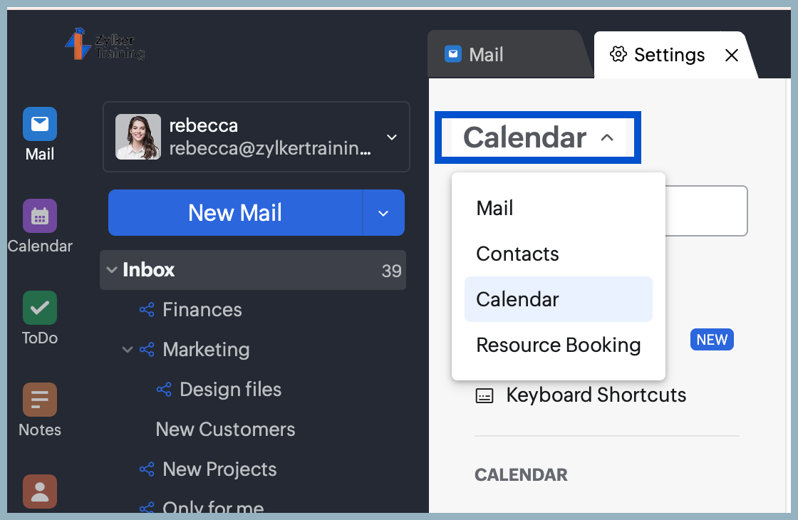 Calendar settings