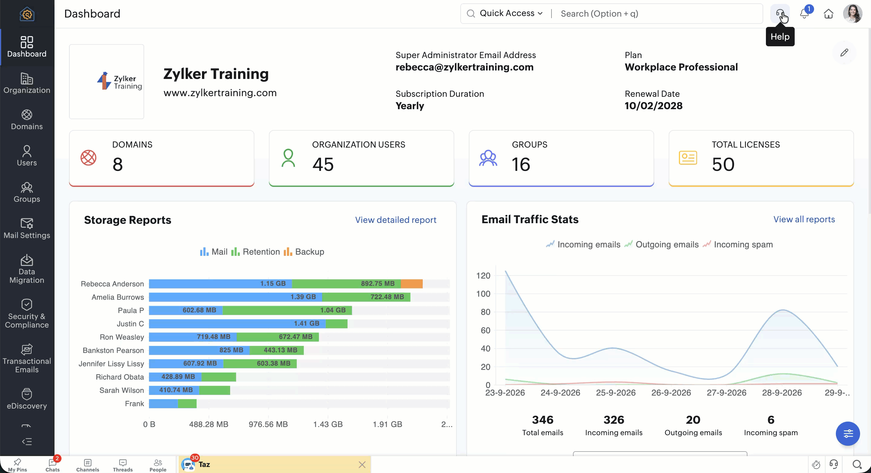 Call Zoho Mail Support