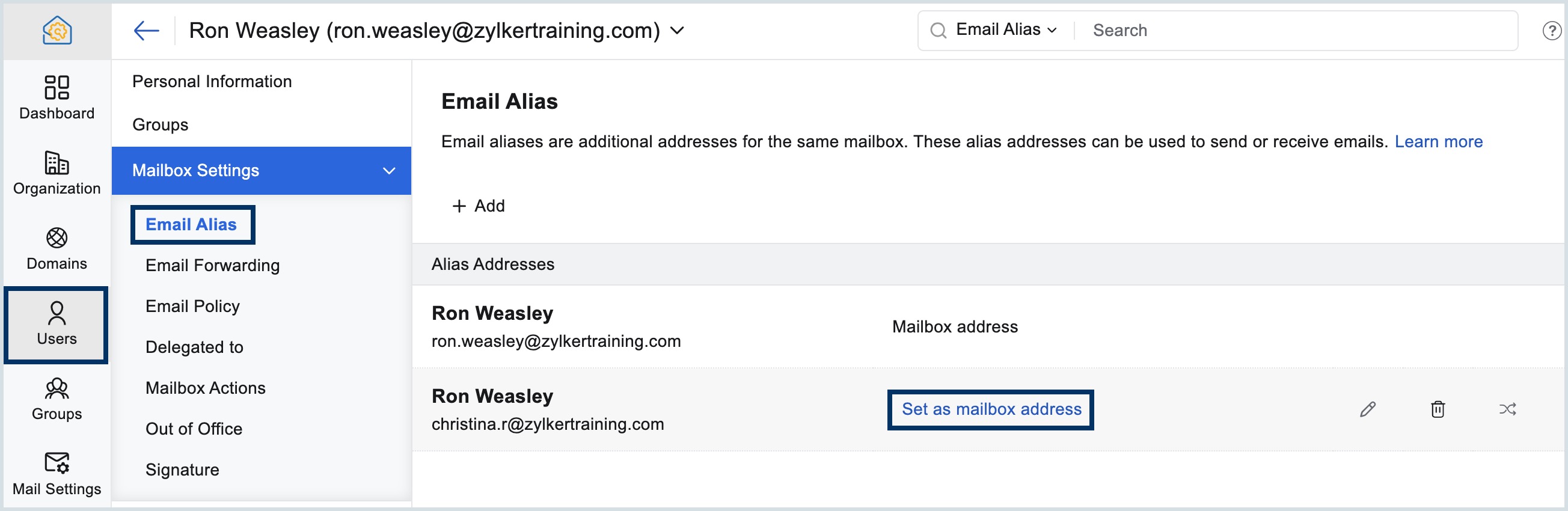 change mailbox address