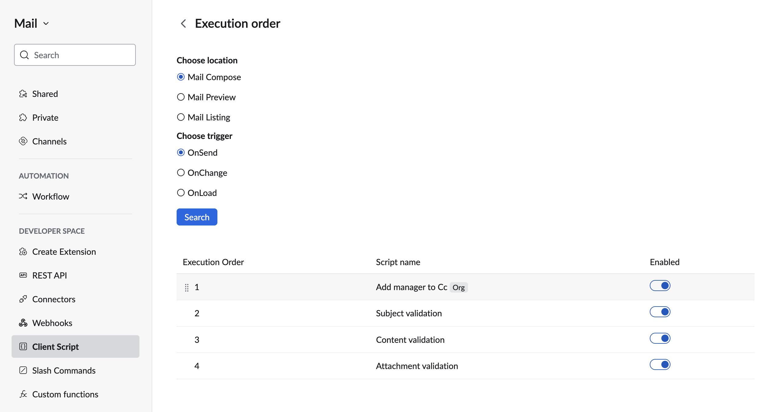 Change execution order