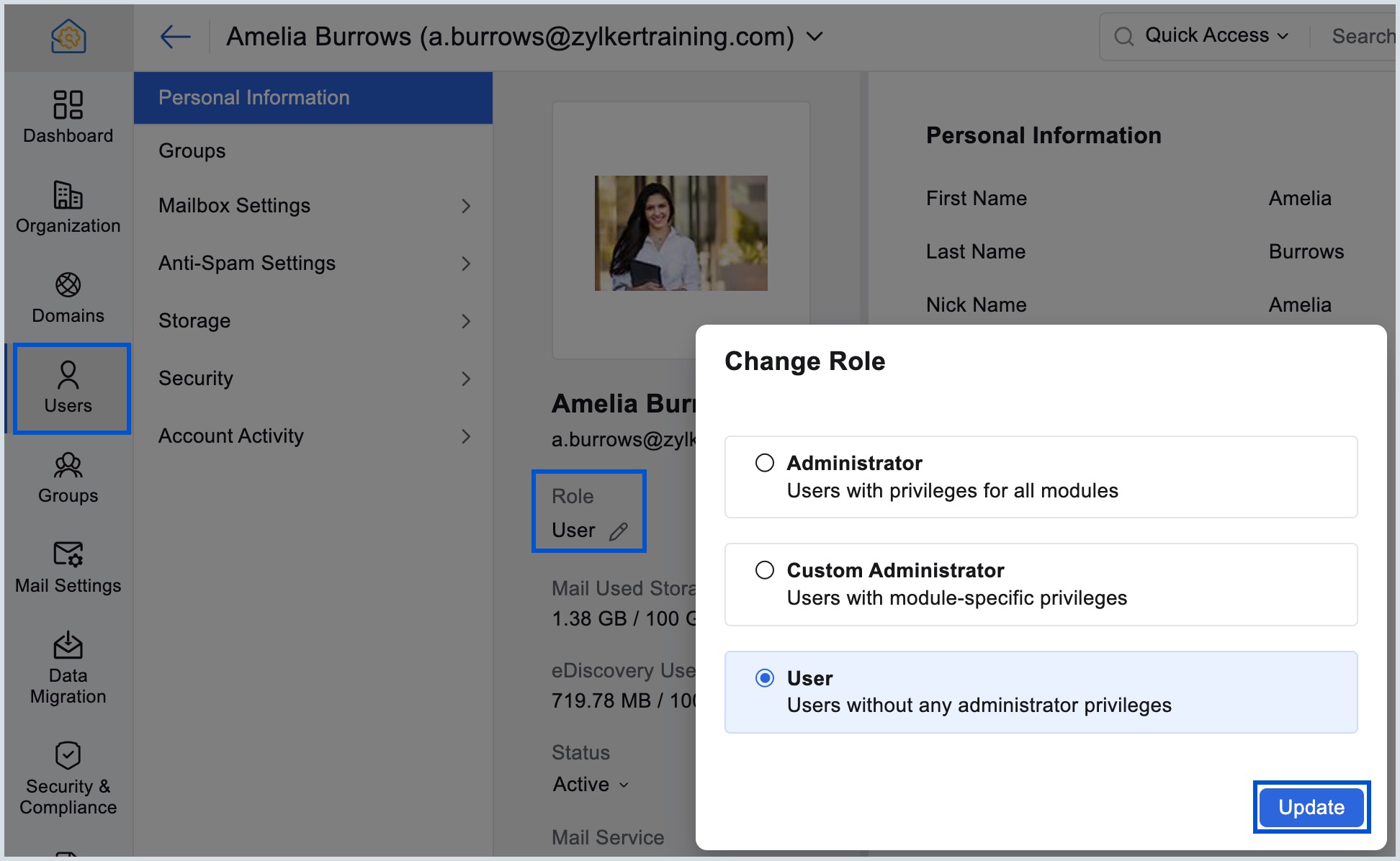 User role change User role change