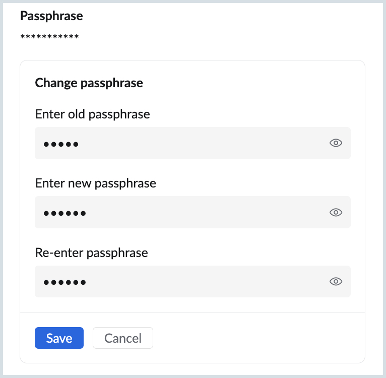 Change passphrase Change passphrase