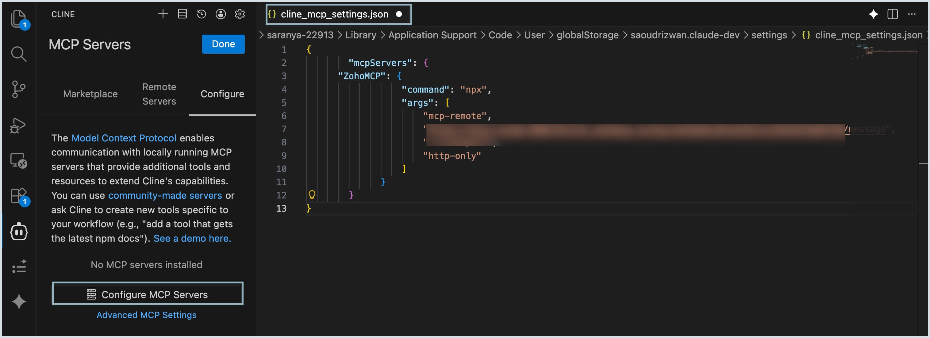 Configure cline MCP Configure cline MCP