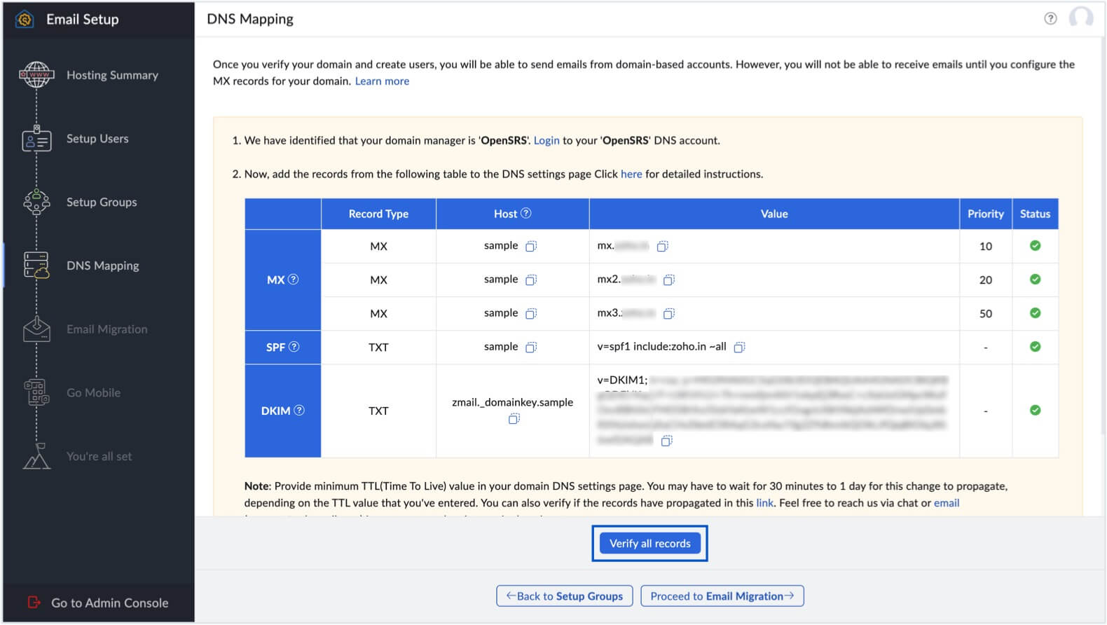 DNS Values DNS Values