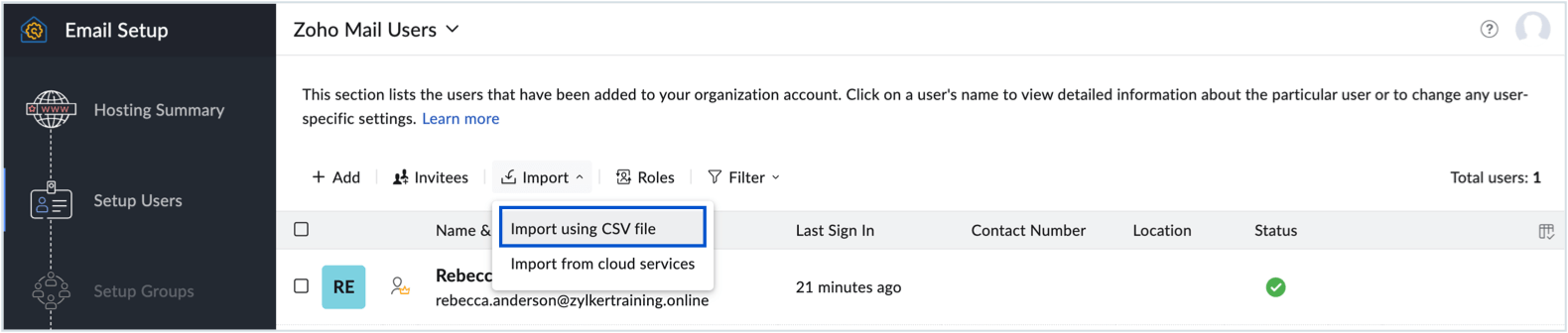 Import users using CSV file Import users using CSV file