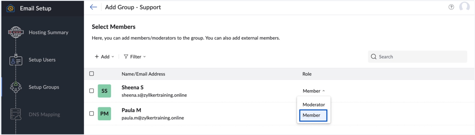 Assign/change roles for group members Assign/change roles for group members