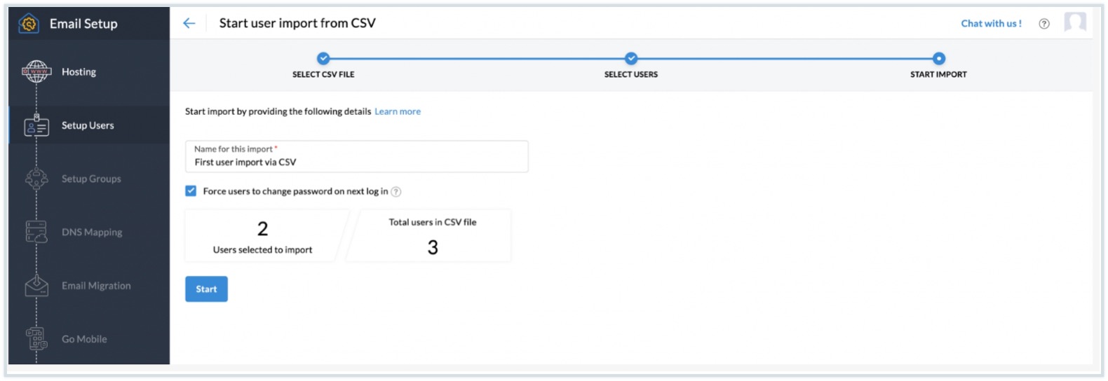 Start import Start import