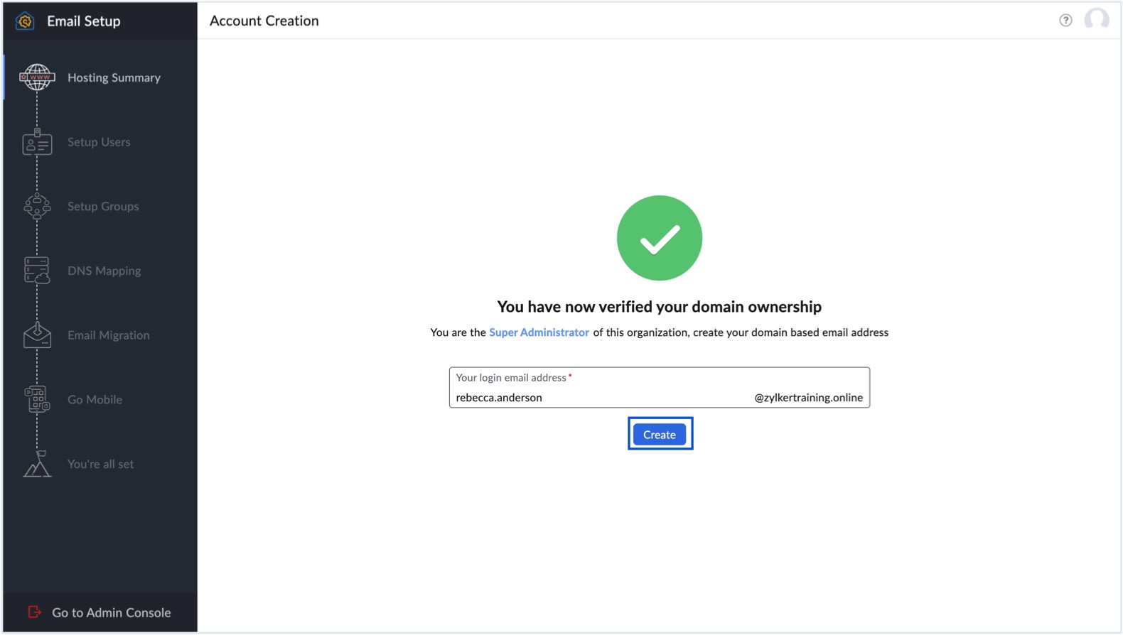 Enter the super admin email address Enter the super admin email address