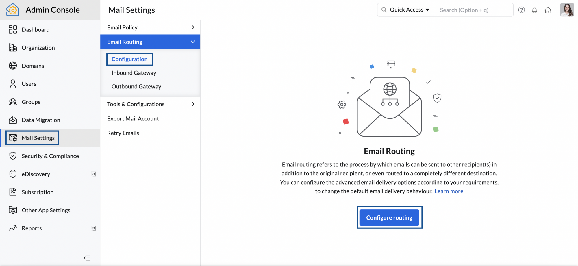 configure email routing