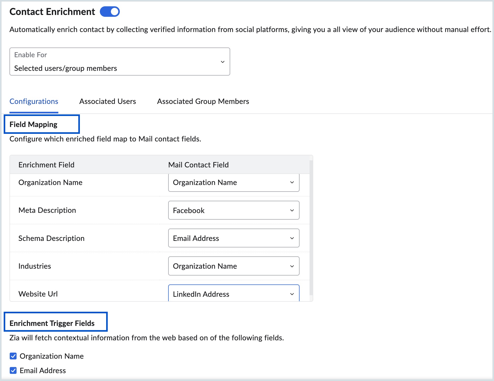 configure fields configure fields