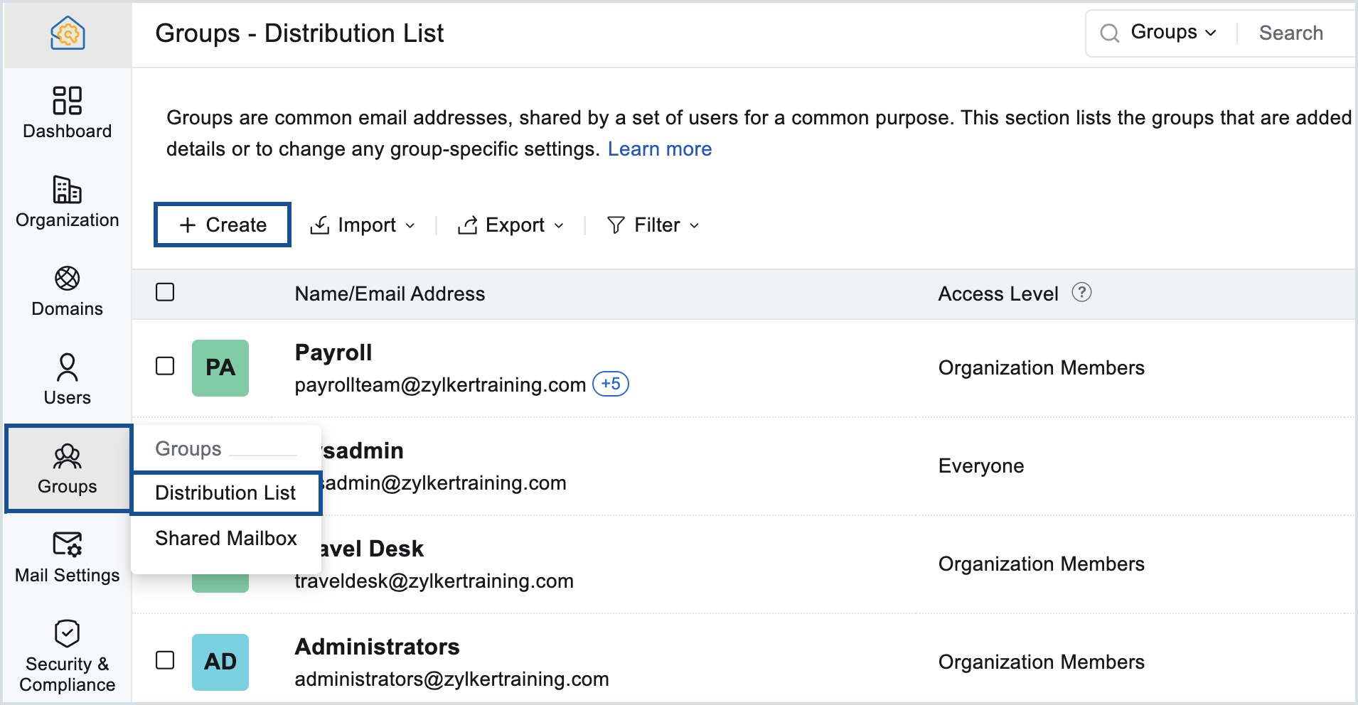 create group distribution list create group distribution list