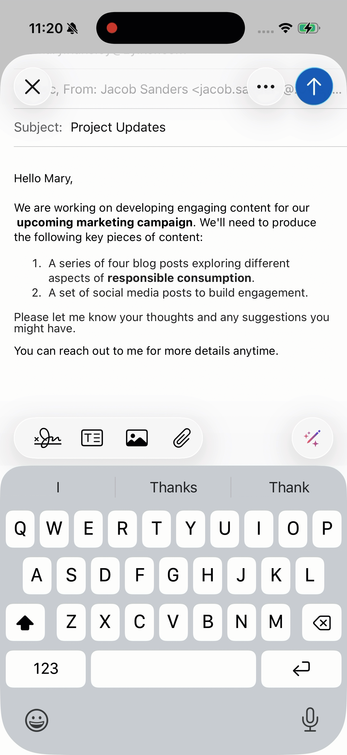 create signature in Zoho Mail iOS app