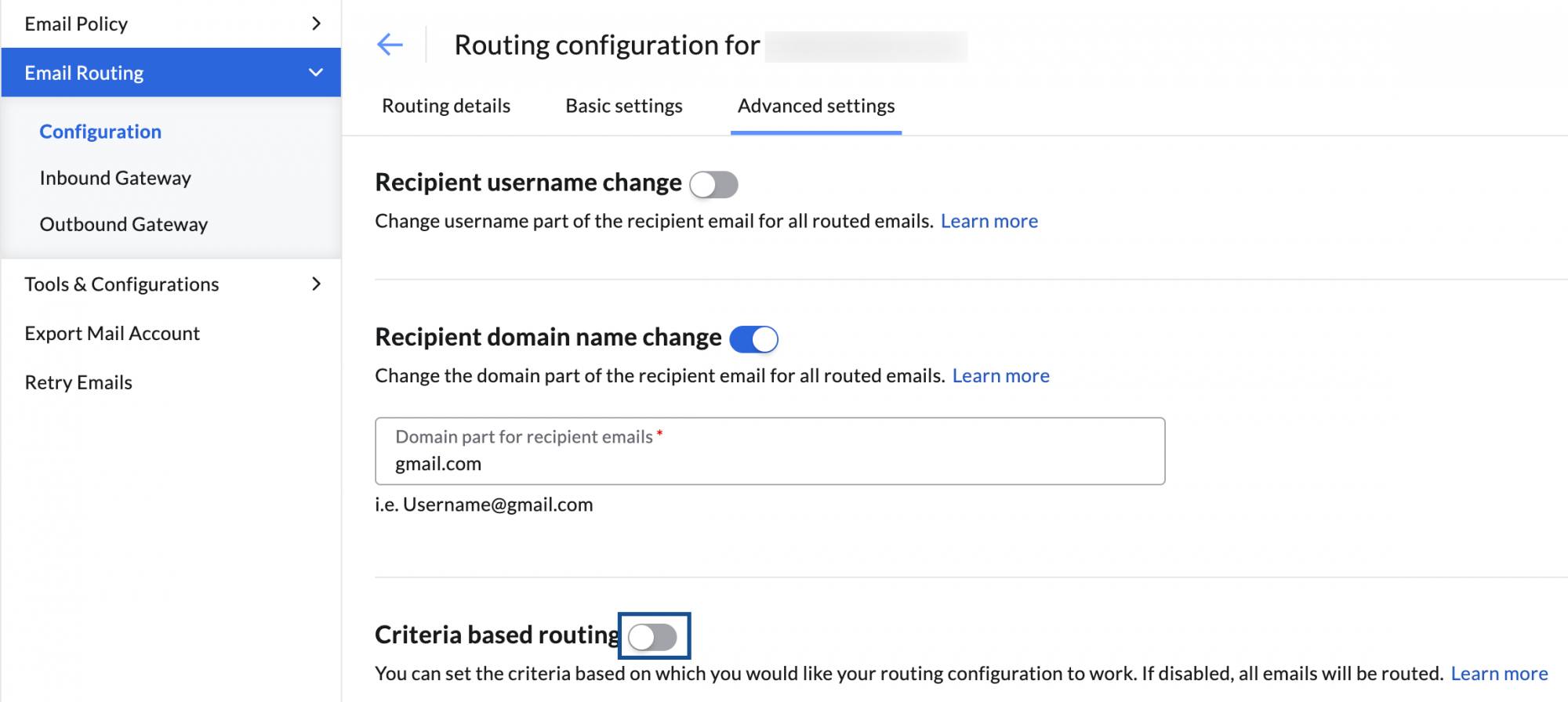 criteria based routing