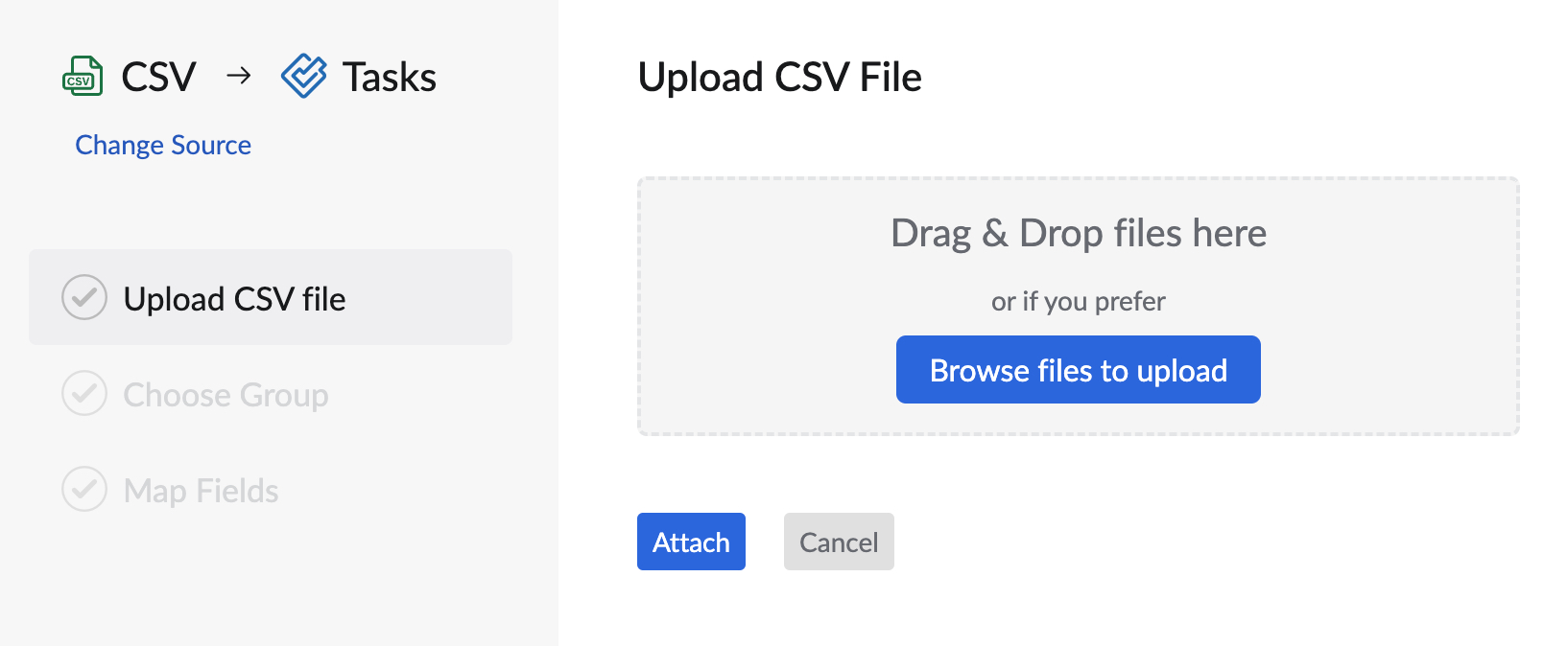 Upload CSV file
