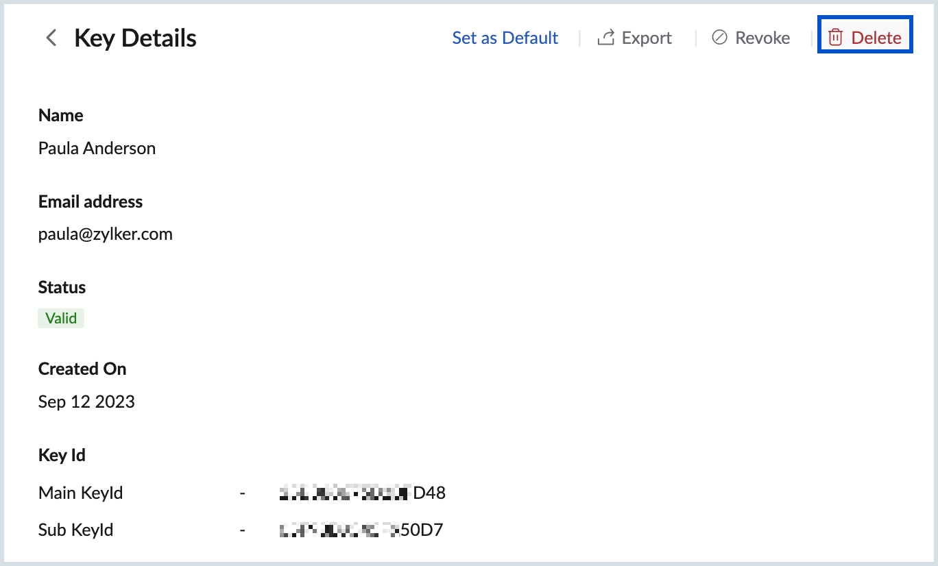Delete keys Delete keys