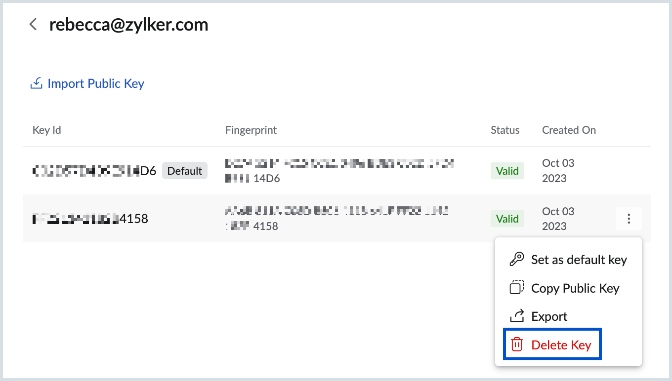 Delete keys Delete keys
