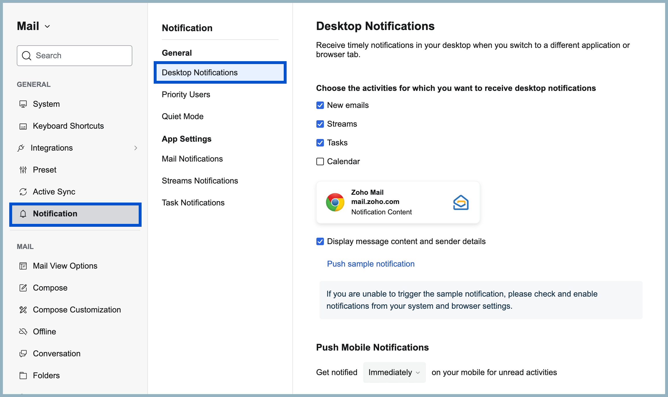 Desktop notifications Desktop notifications