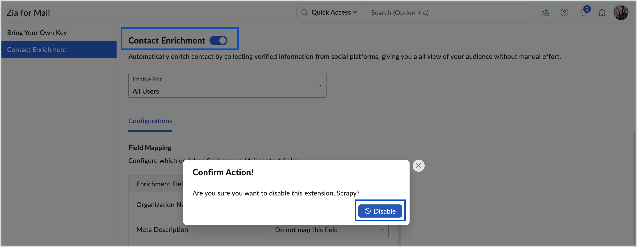 disable-contact enrichment disable-contact enrichment
